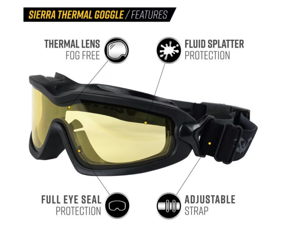 Valken Sierra Airsoft Googles Thermal Yellow Lens